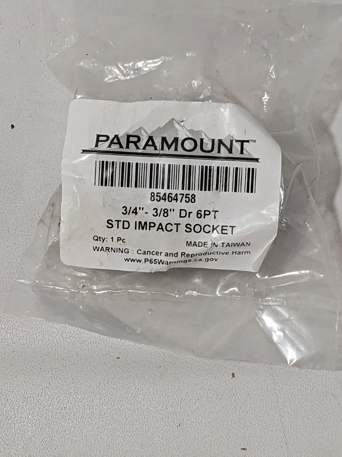 PARAMOUNT Impact Socket: 3/8" Drive, 3/4" Socket, Hex Drive 85464758