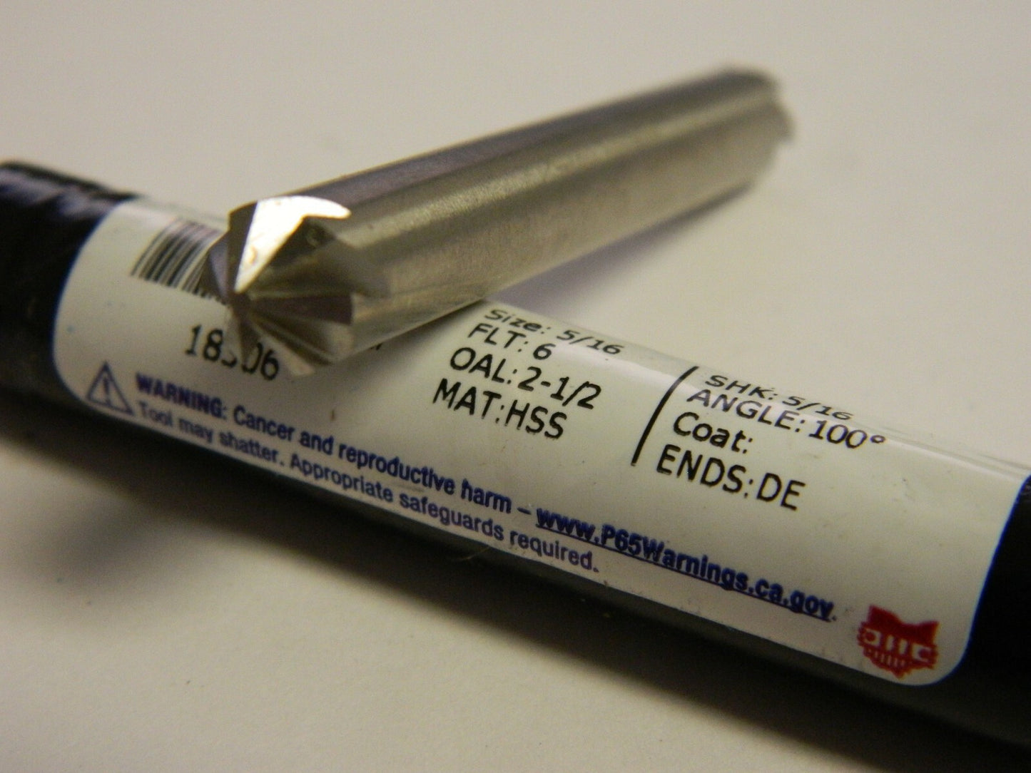 Merlin 5/16" Head Diam, 5/16" Shank Diam, 6 Flute 100° HSS Countersink QTY 4