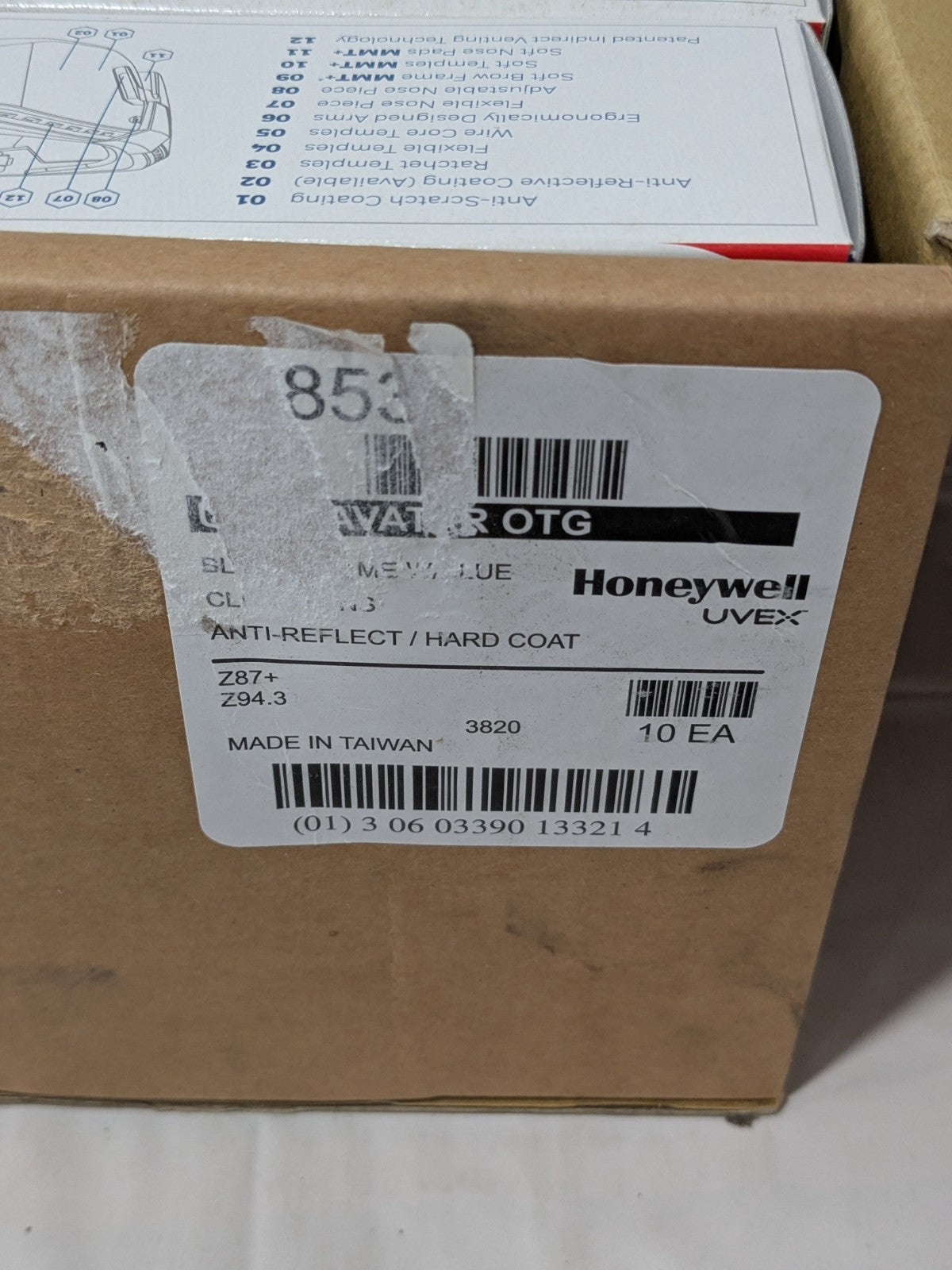 UVEX Safety Glasses: Clear Lens Color, Half-Frame Qty 10 S3853
