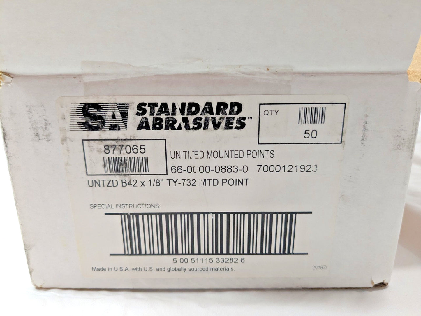 Standard Abrasives Unitized Mounted Points B42 x 1/8" TY-732 QTY 50 PCS 877