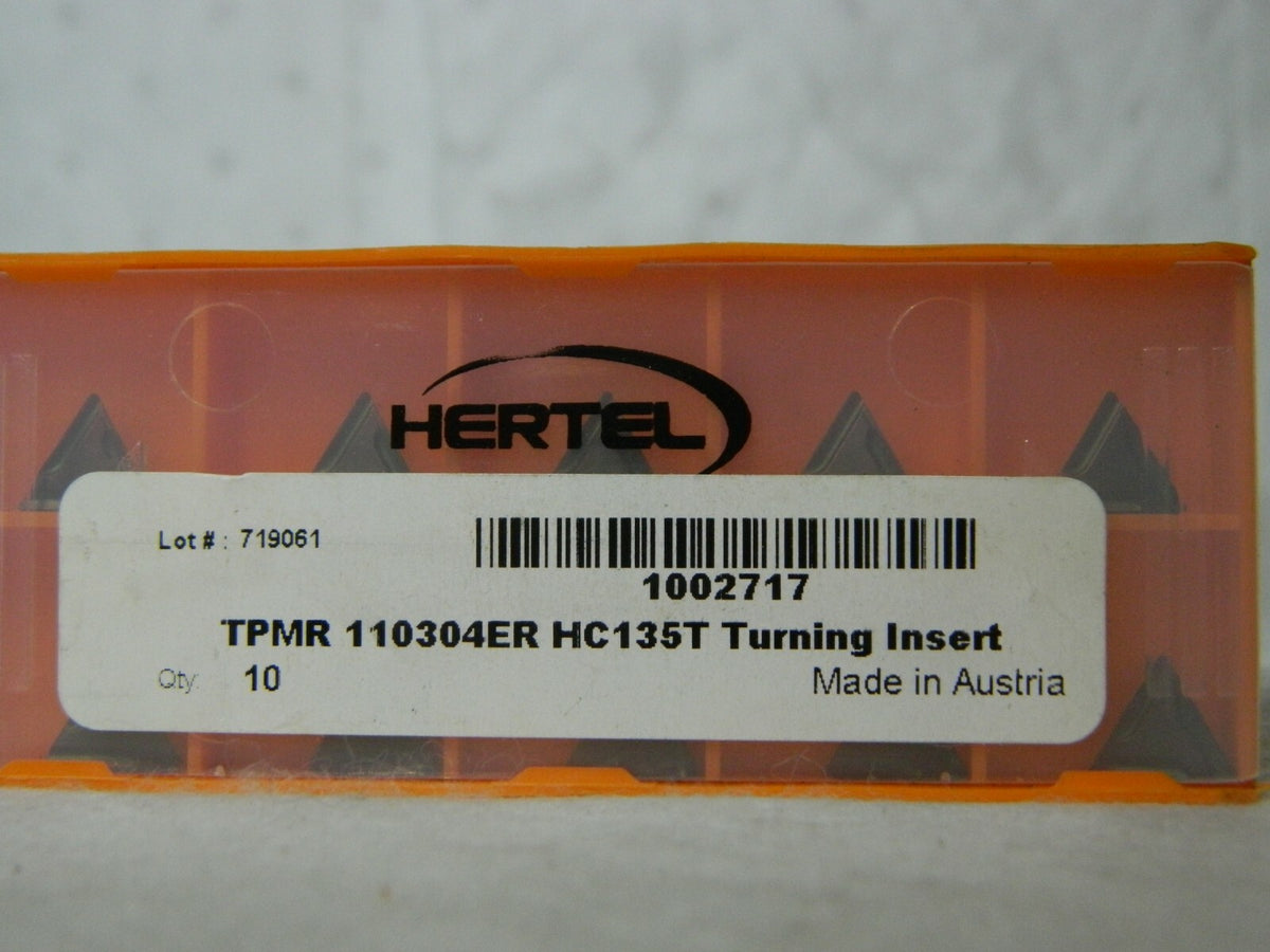 Hertel TPMR221ER HC135T Carbide Turning Insert Qty 9 1002717