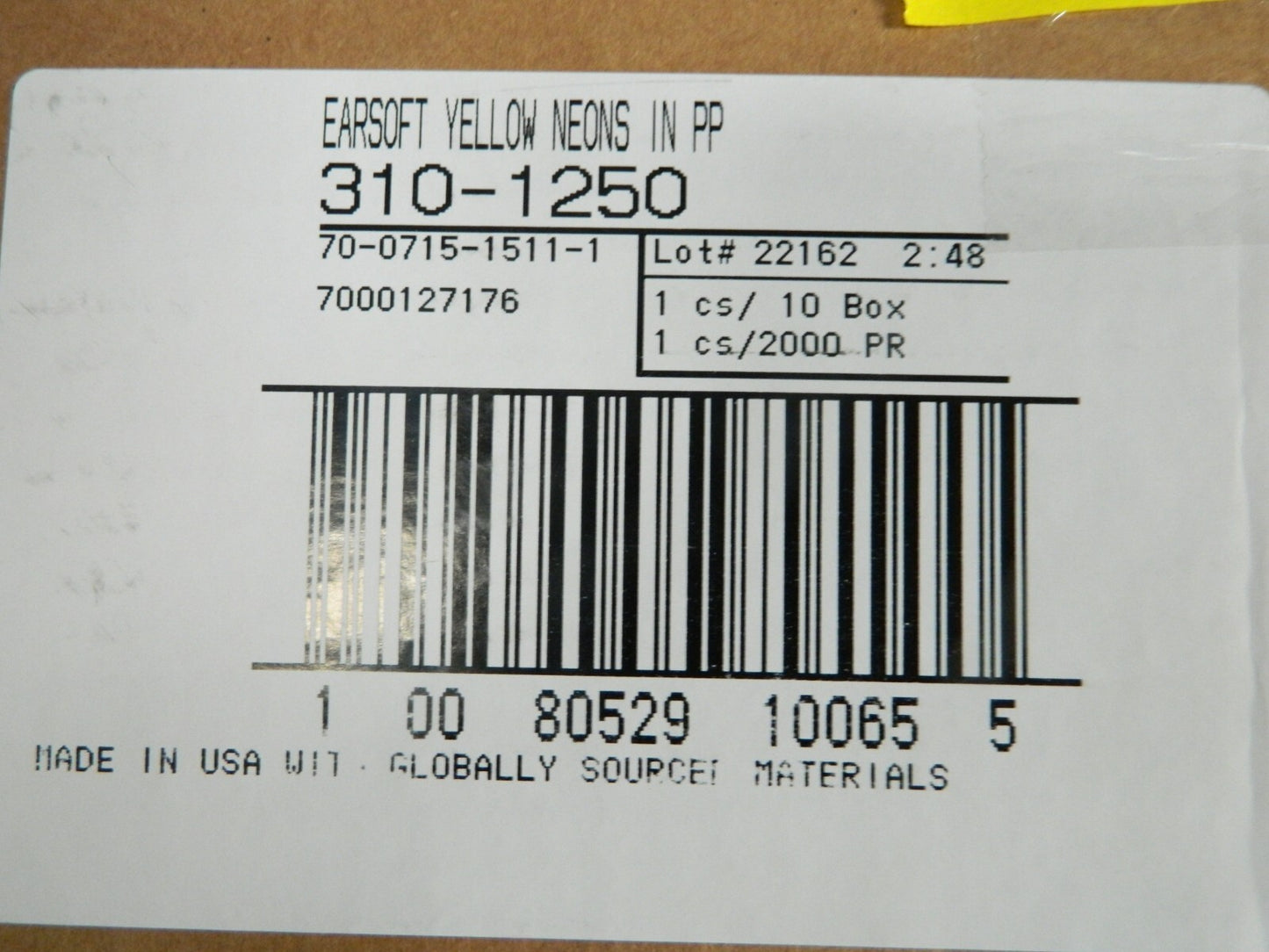 3M Earplugs 33DB 310-1250, Uncorded, Pillow Pack Qty 2000 Pairs 7000127176