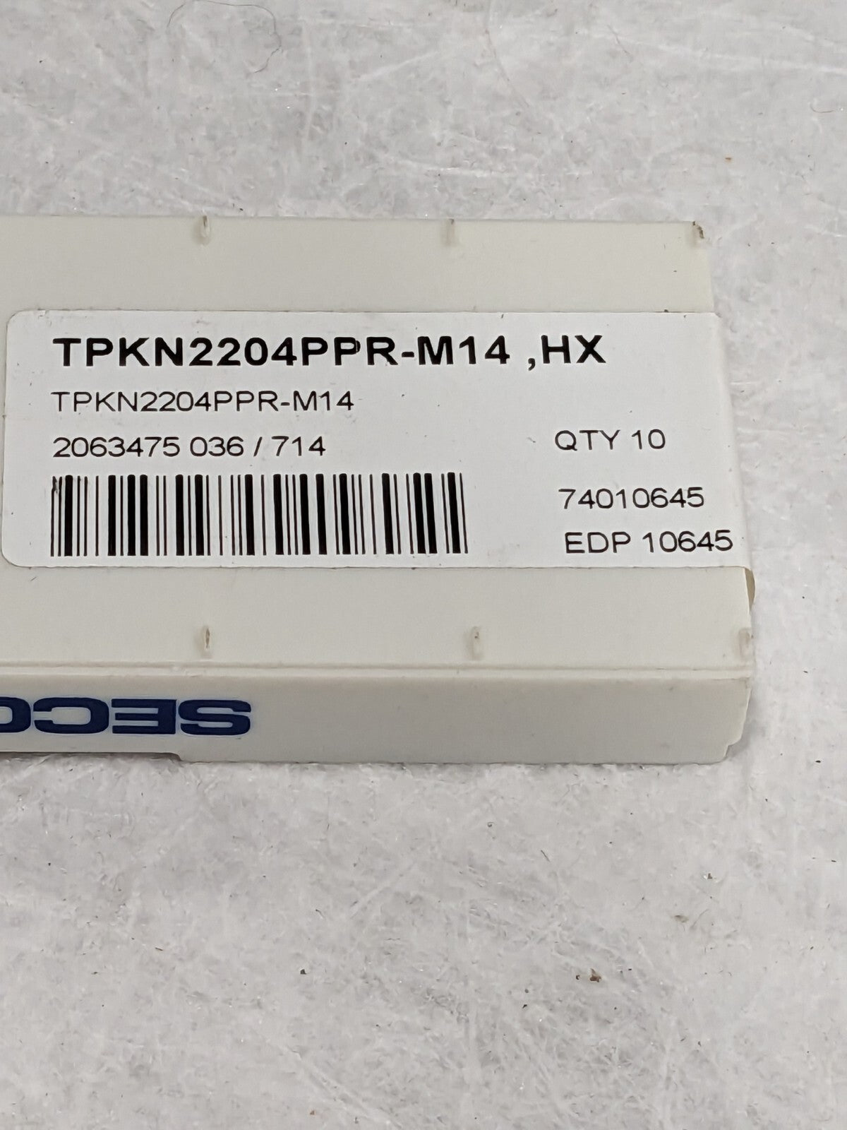 SECO Milling Insert: TPKN2204PPR-M14 HX, Solid Carbide Qty 10 74010645
