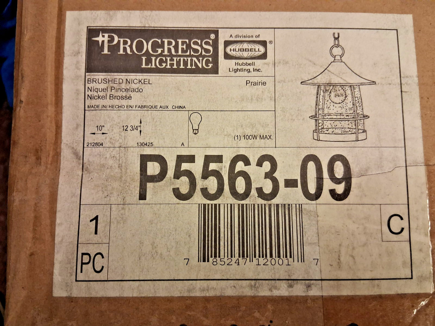 Progress Lighting Transitional Seeded Glass Lanern Pendant Light P5563-09