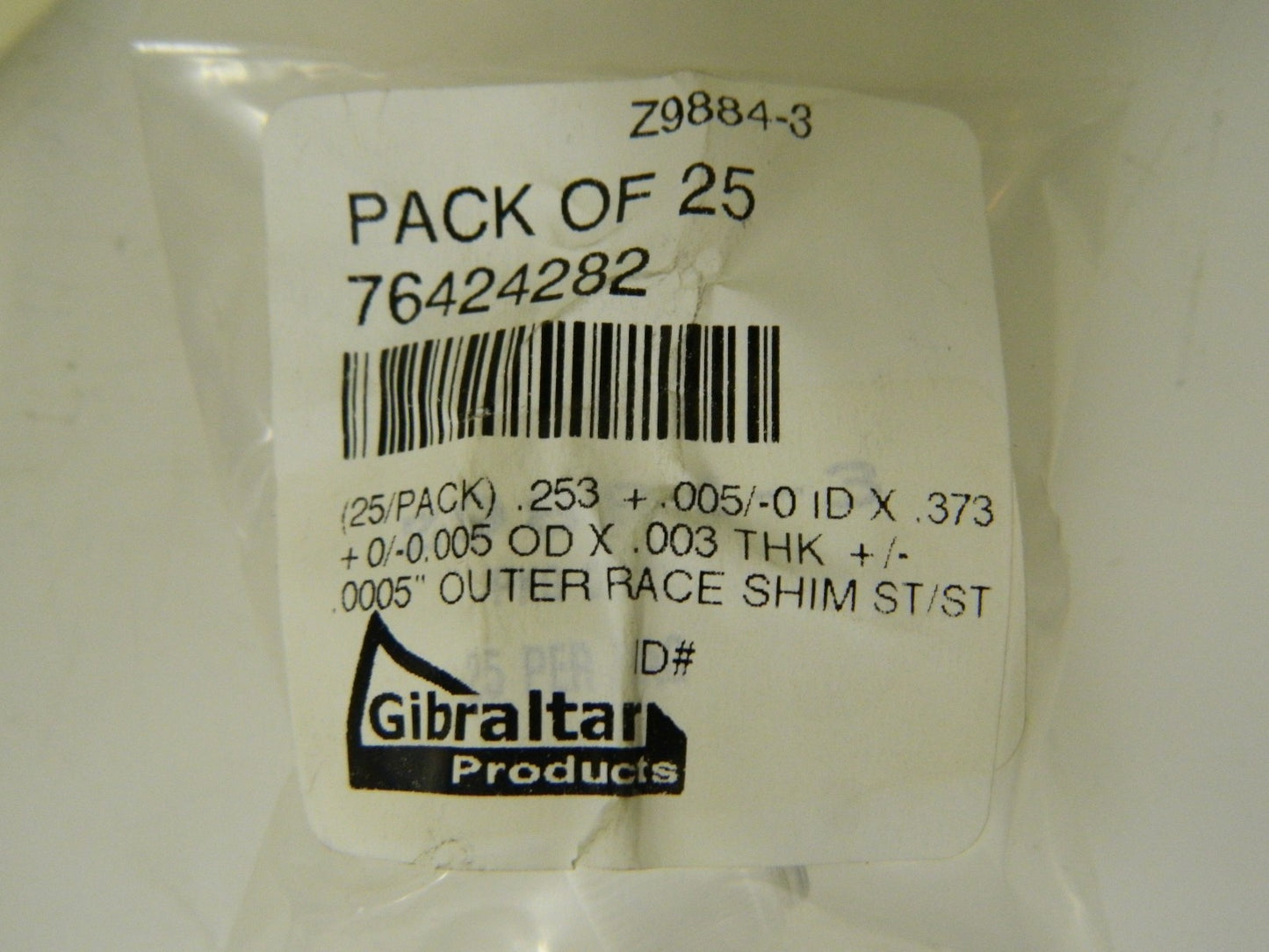Gibraltar Round Shim 75 Pack 0.253-0.258" Inside x 0.368-0.373" OD 76424282