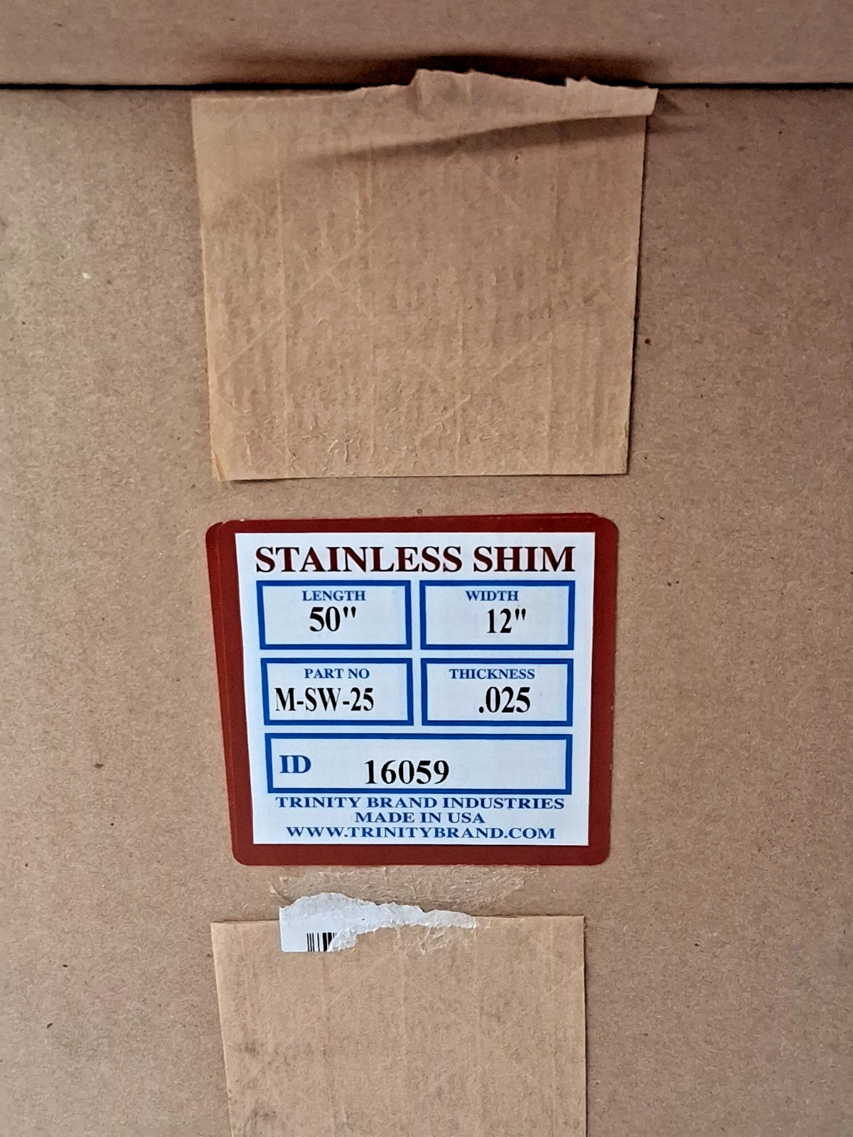 Trinity Stainless Steel Shim Stock Roll .025" x 12" x 50" 302/304 M-SW-25
