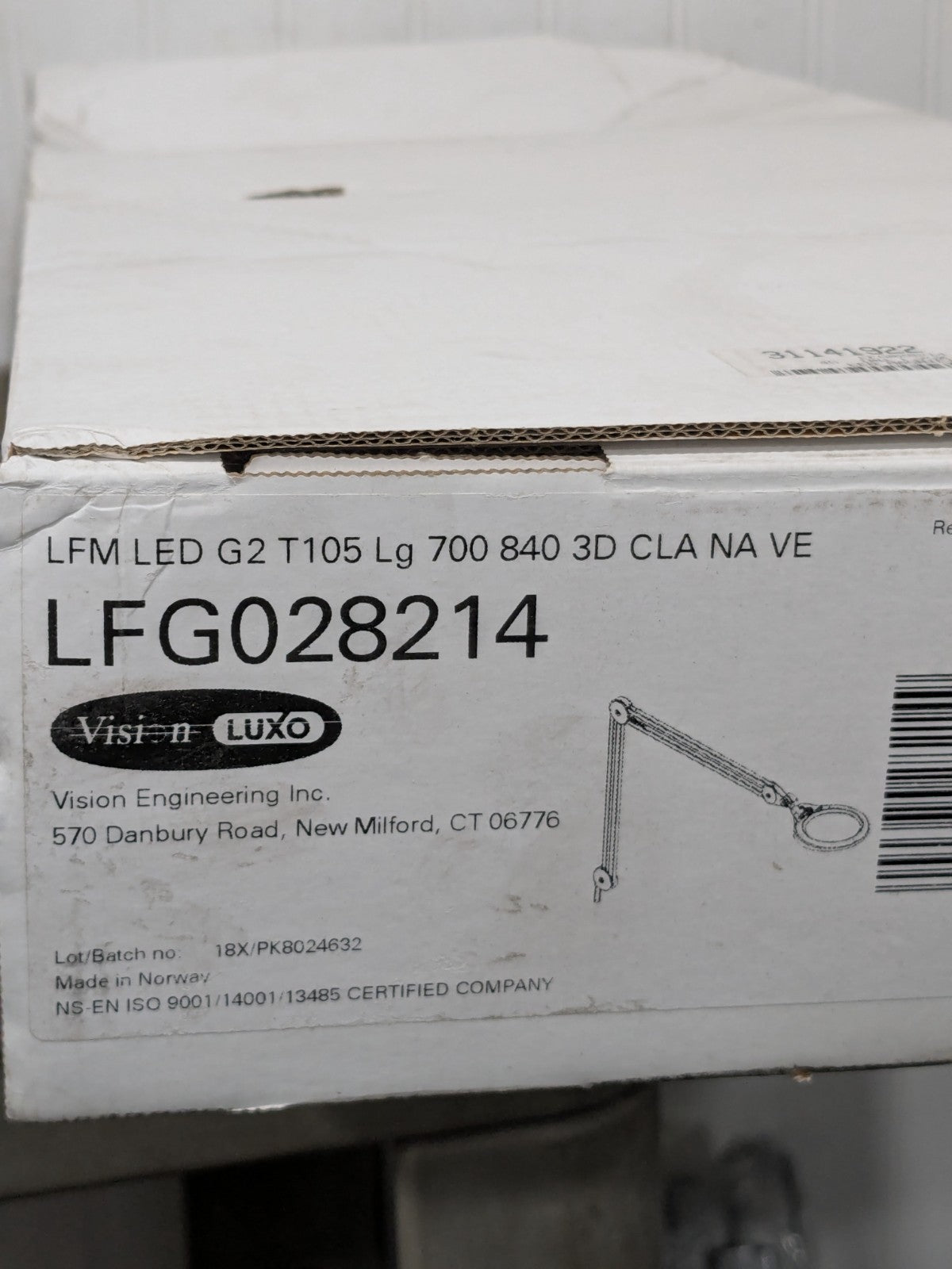 Vision Task Light: LED, 45" Reach, Spring Suspension Arm, Clamp-On LFG028214