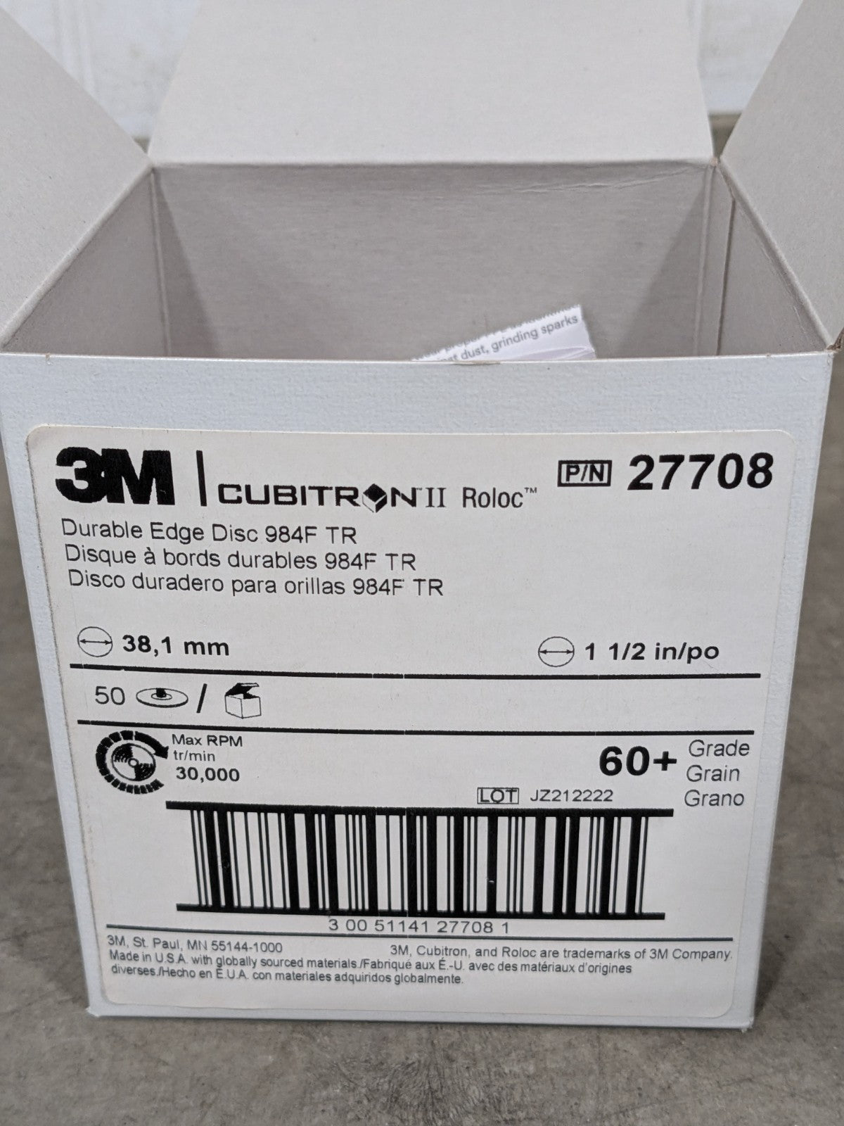 3M Quick-Change Disc: Roloc TR, 1-1/2" Dia, 60 Grit Qty 50 7000045171