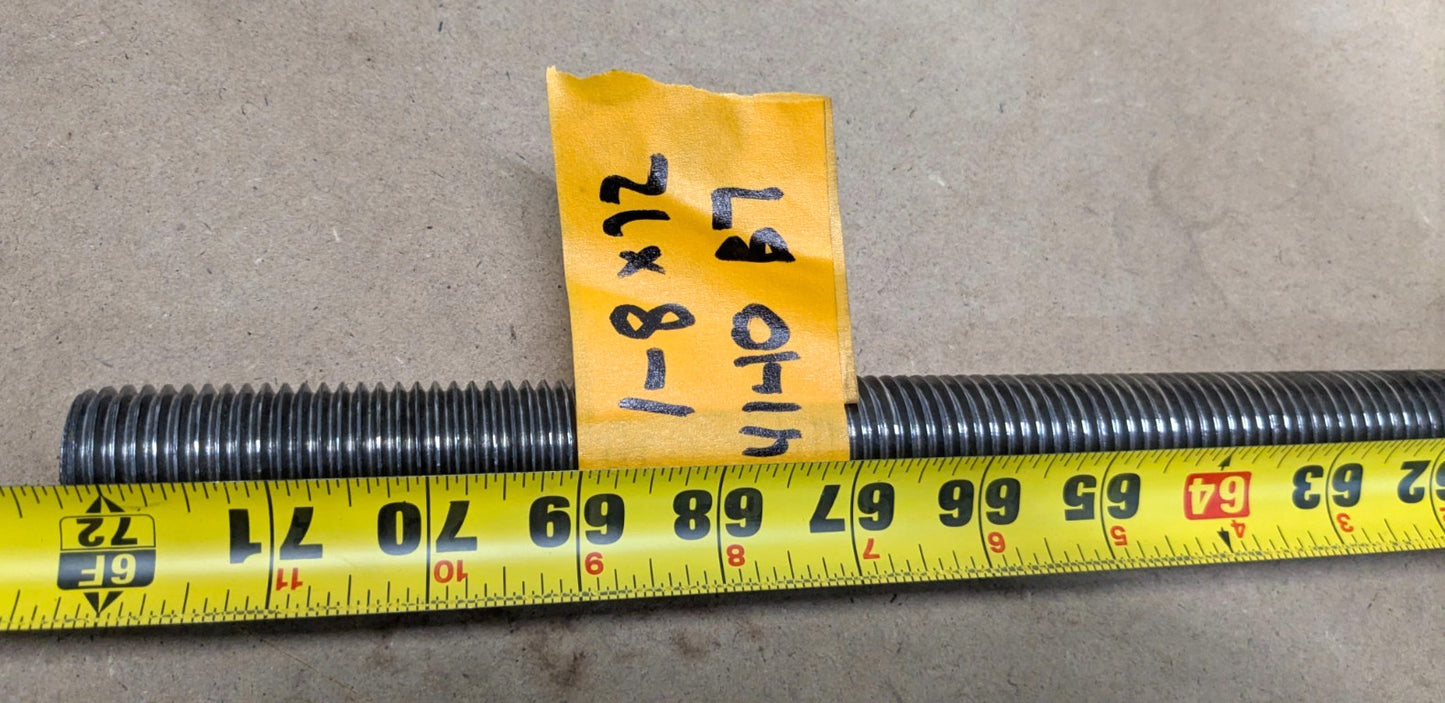 Threaded Rod 1"-8 X 6' OAL General Purpose Alloy Steel Plain Finis