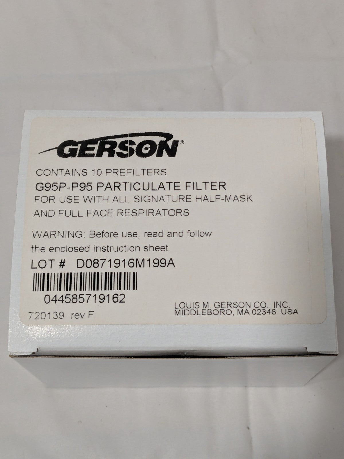 Gerson G95P P95 Particulate Filter - Case of 100 Filters 0871916