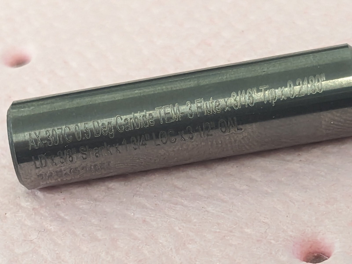Tapered End Mill: 0.5 ° per Side, 3/16" Small Dia, 1-3/4" LOC 3 Fl hss KK-307