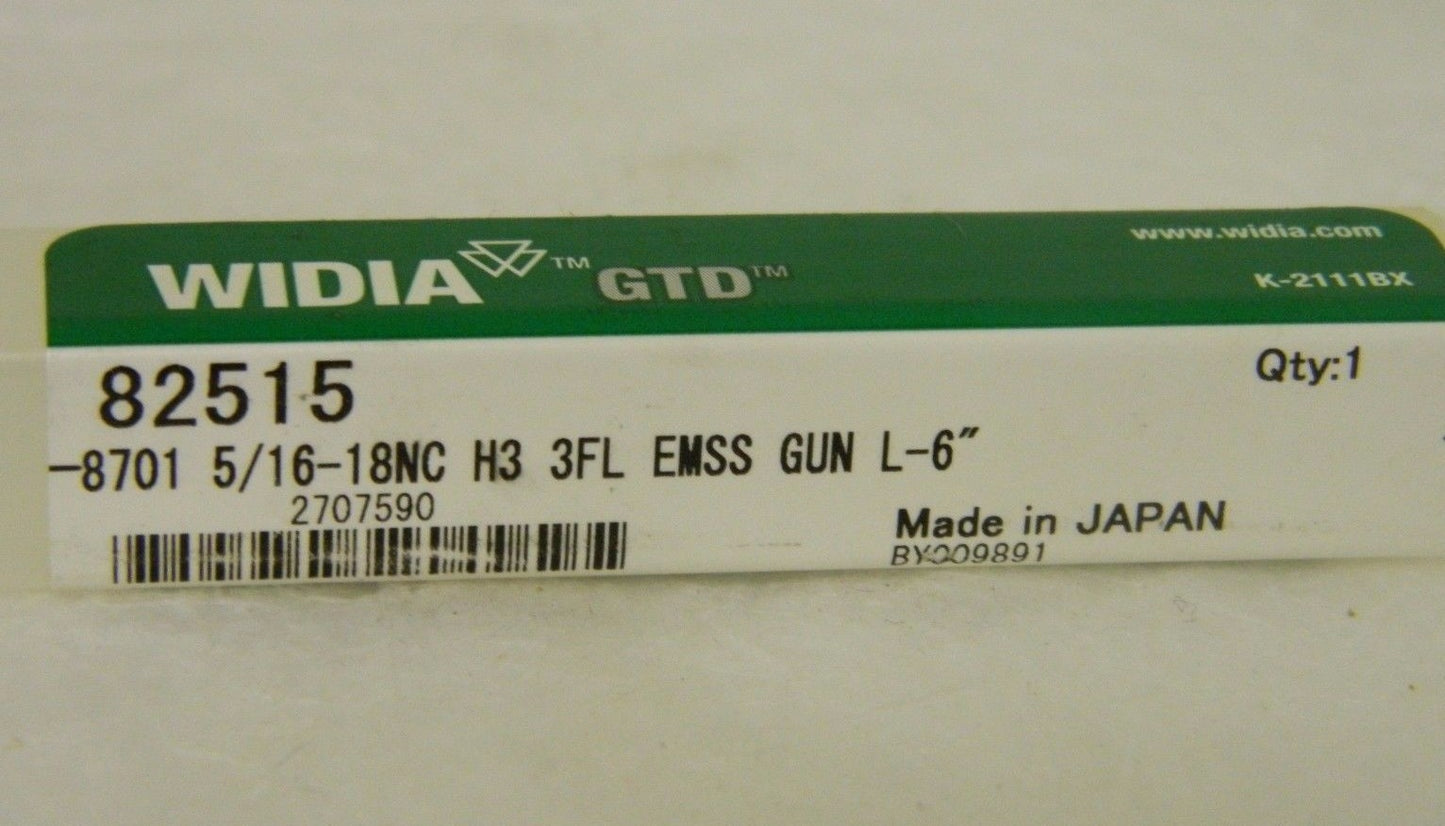 Widia GTD Spiral Point Tap 5/16-18 UNC H3 3FL HSS QTY 2 82515