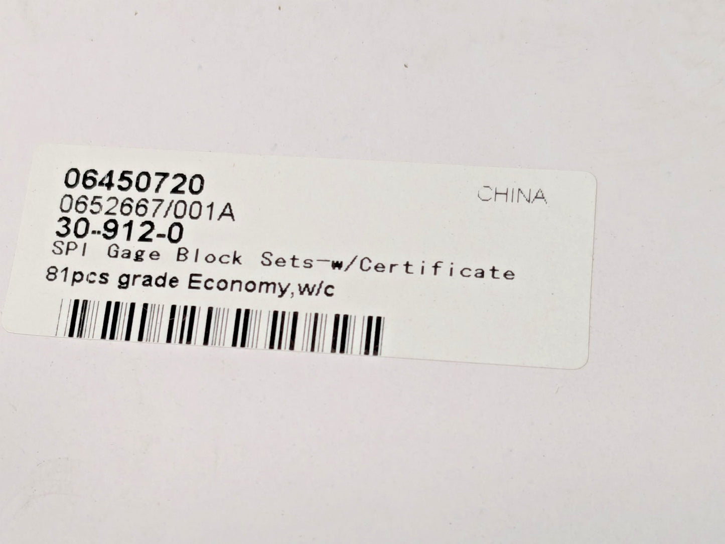 SPI 81 Piece Gage Block Set 0.05 to 4'' Range Economy Grade 30-912-0