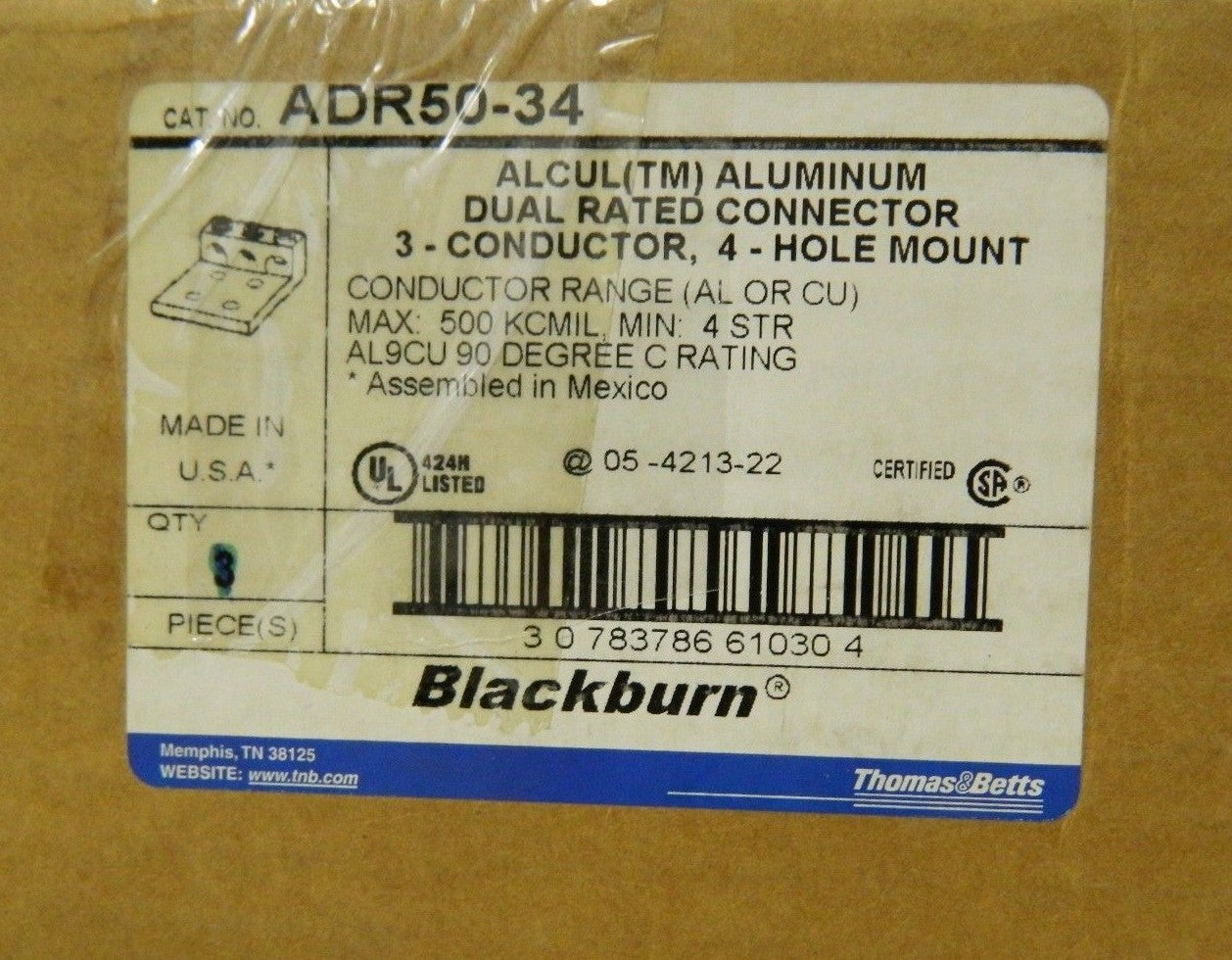 Thomas & Betts Noninsulated Compression Rectangle Ring Terminal 4 AWG ADR50-