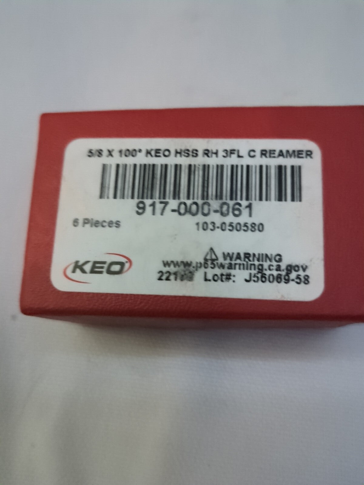 KEO 6pcs 5/8 x 100 deg HSS RH 3Fl C Reamer 50580