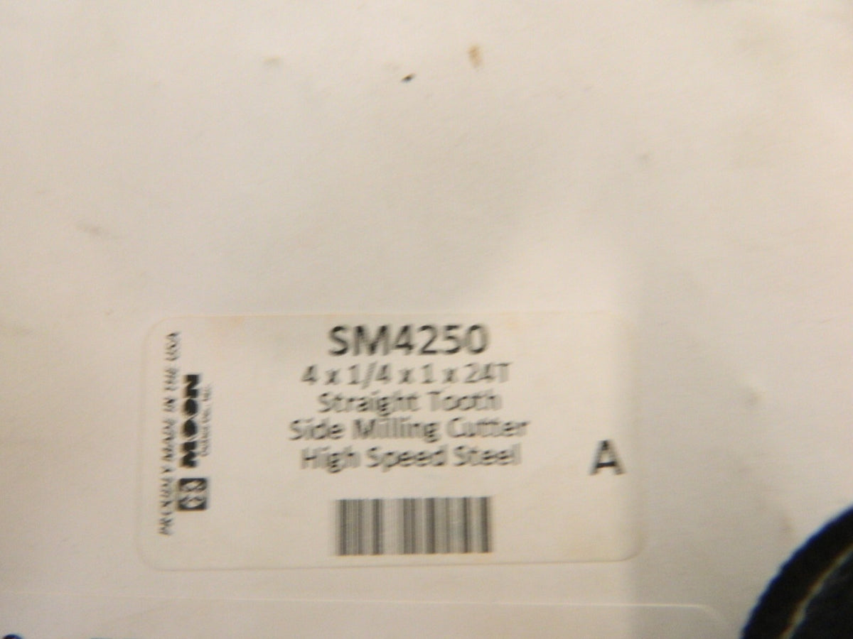 Moon Cutter 4" Diam x 1/4" Face Width Straight Tooth Side Milling Cutter SM4250