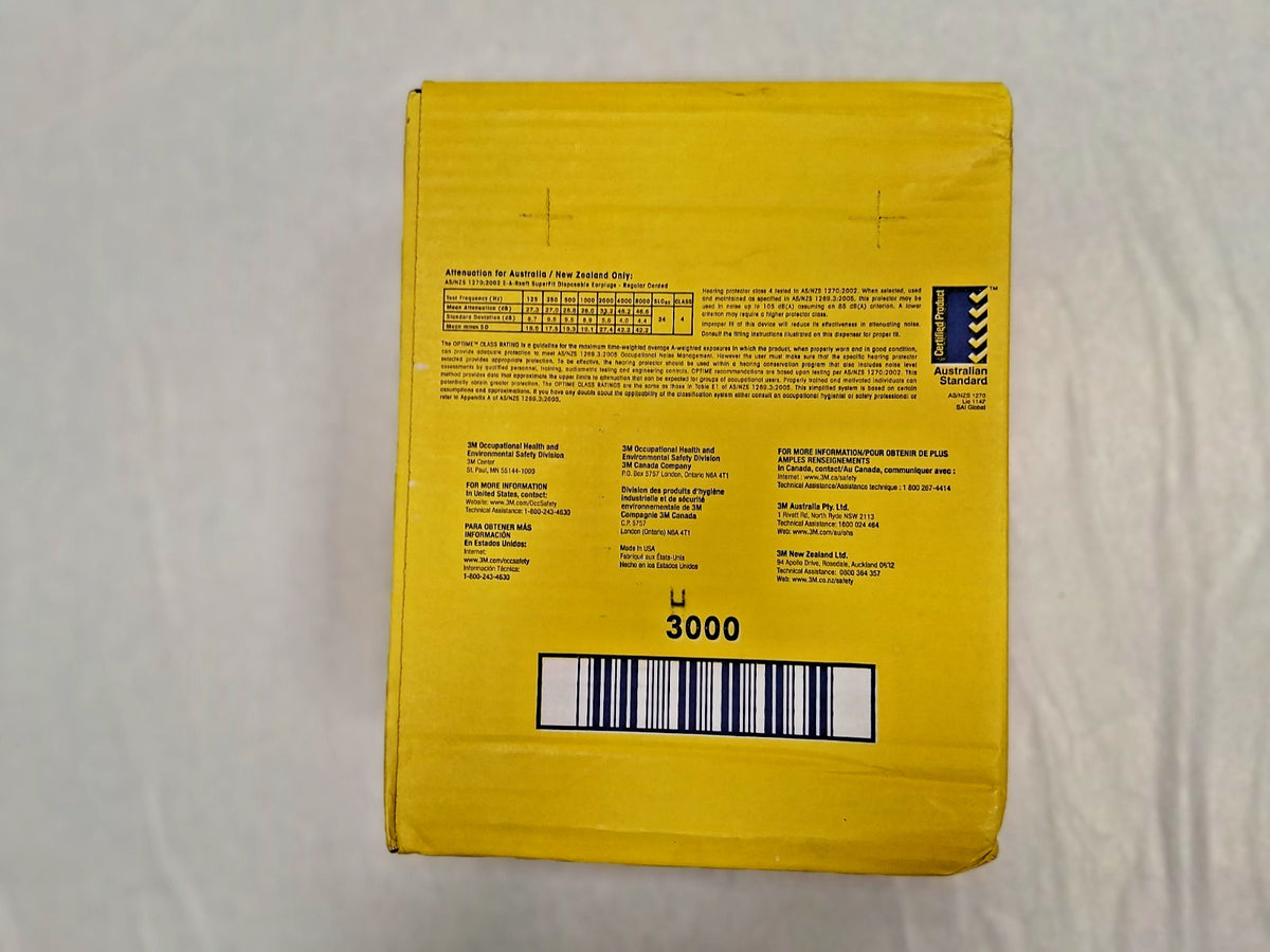 3M Earplugs QTY200 Corded Foam Roll Down 33 dB 7000002307