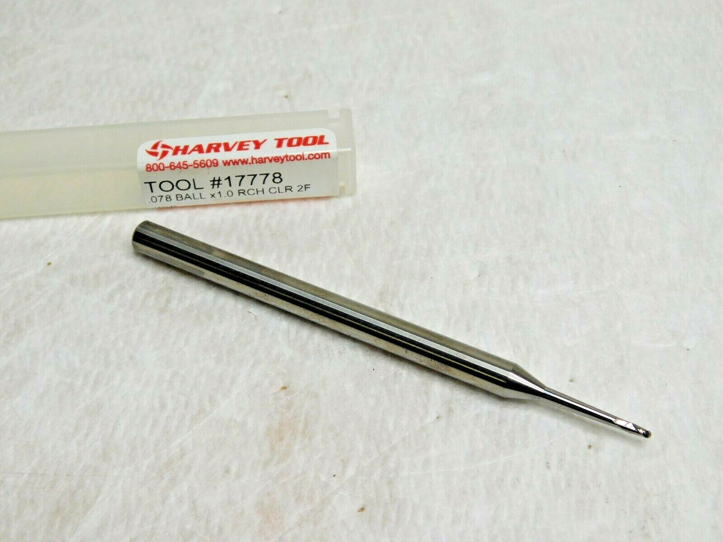 Harvey Tool Miniature Ball End Mill 5/64" Diam x 1/4" Shank Diam 2° 2FL 17778