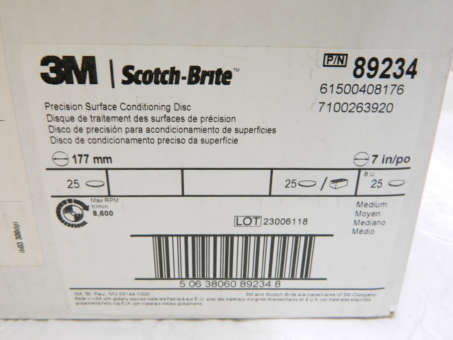 3M Deburring Disc: 7″ Dia, Medium Grade, Ceramic, 8600 RPM Qty 25 7100263920