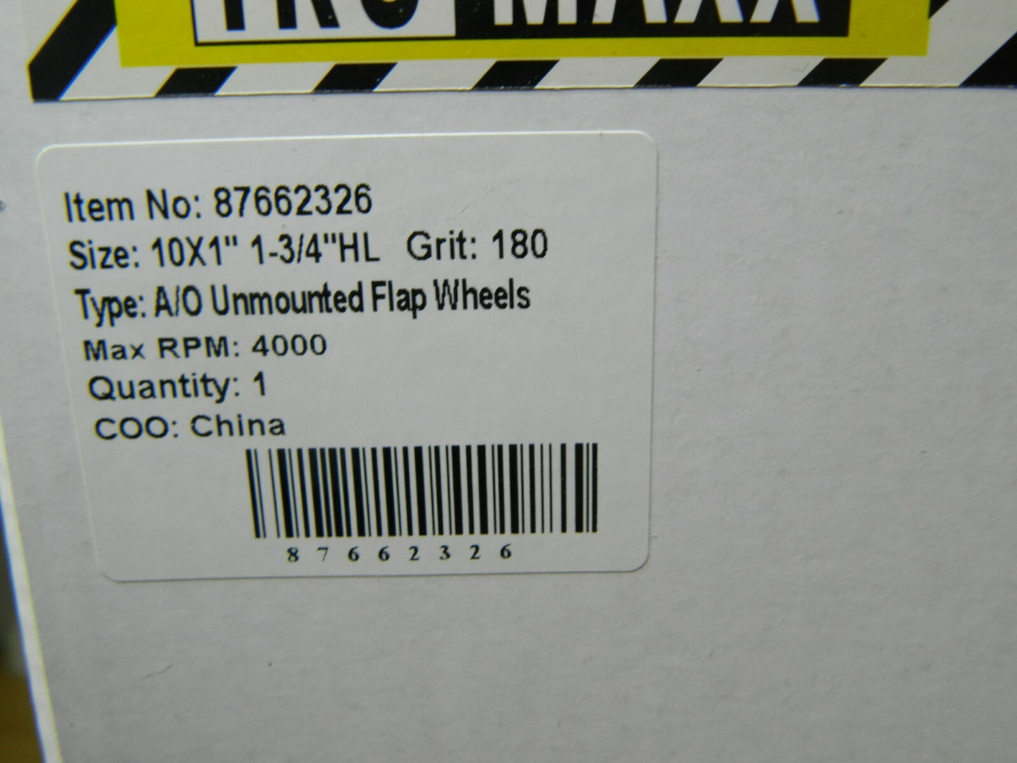 Tru-Maxx 10 x 1" 180 Grit Aluminum Oxide Unmounted Flap Wheel 87662326