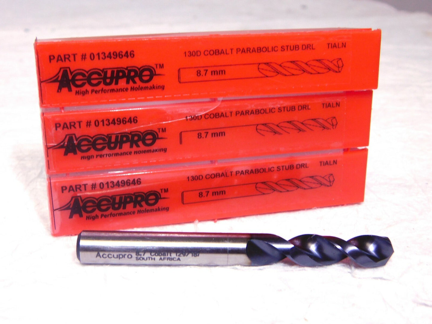 Accupro Cobalt Parabolic Stub Drill 8.7mm Dia TiAIN RH 3.307 OAL Qty-3 01349646