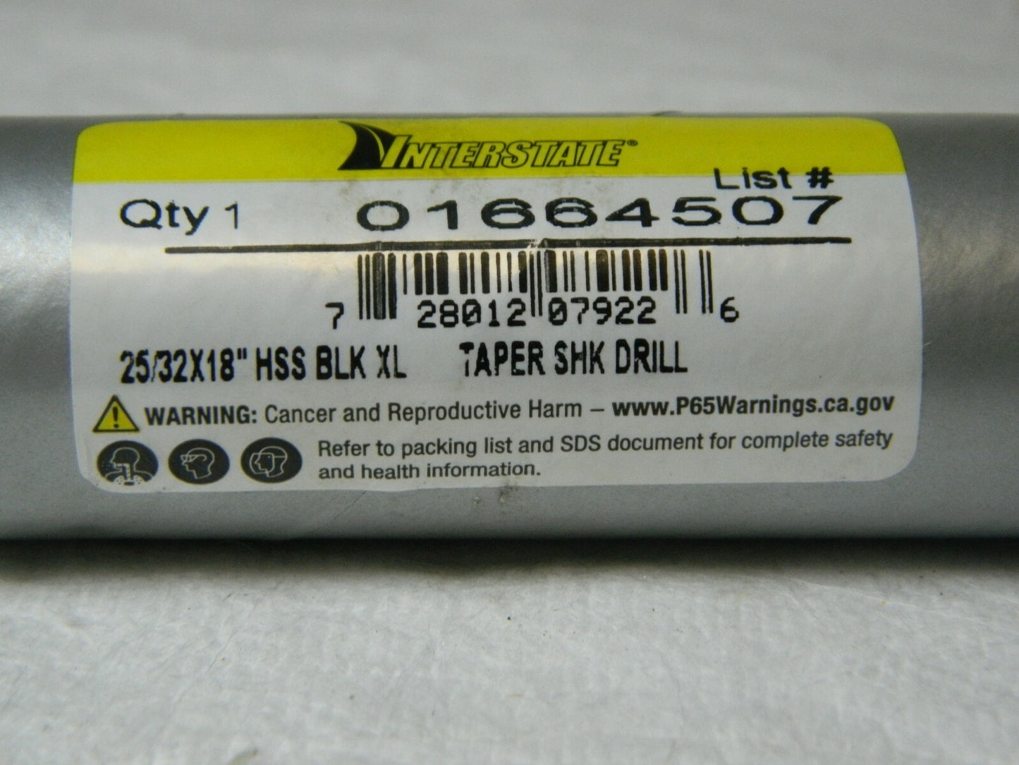 Interstate Black Taper Shank Drill 25/32" x 12" x 18" 2MT HSS 01