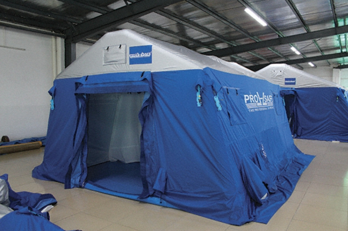 Pro Safe Inflatable Emergency Shelter PVC Frame Blue/Silver 16 Ft x 13 Ft x 8 Ft