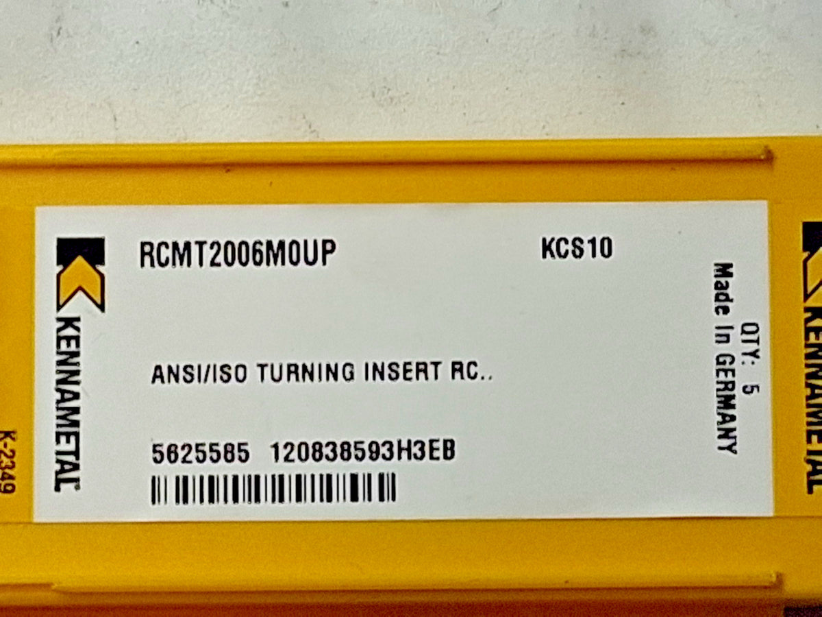 Kennametal Carbide TURNING INSERTS QTY5 RCMT2006M0UP 5625585