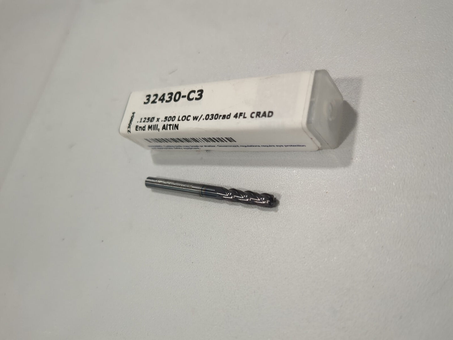 HARVEY TOOL Corner Radius End Mill: 1/8" Dia 4 Flute, Solid Carbide 32430-C3
