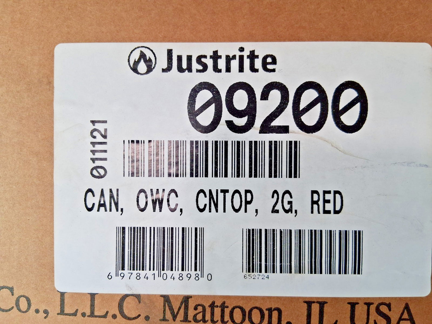 Justrite Galvanized Steel Oily Waste Can 2 Gallon Capacity 09200