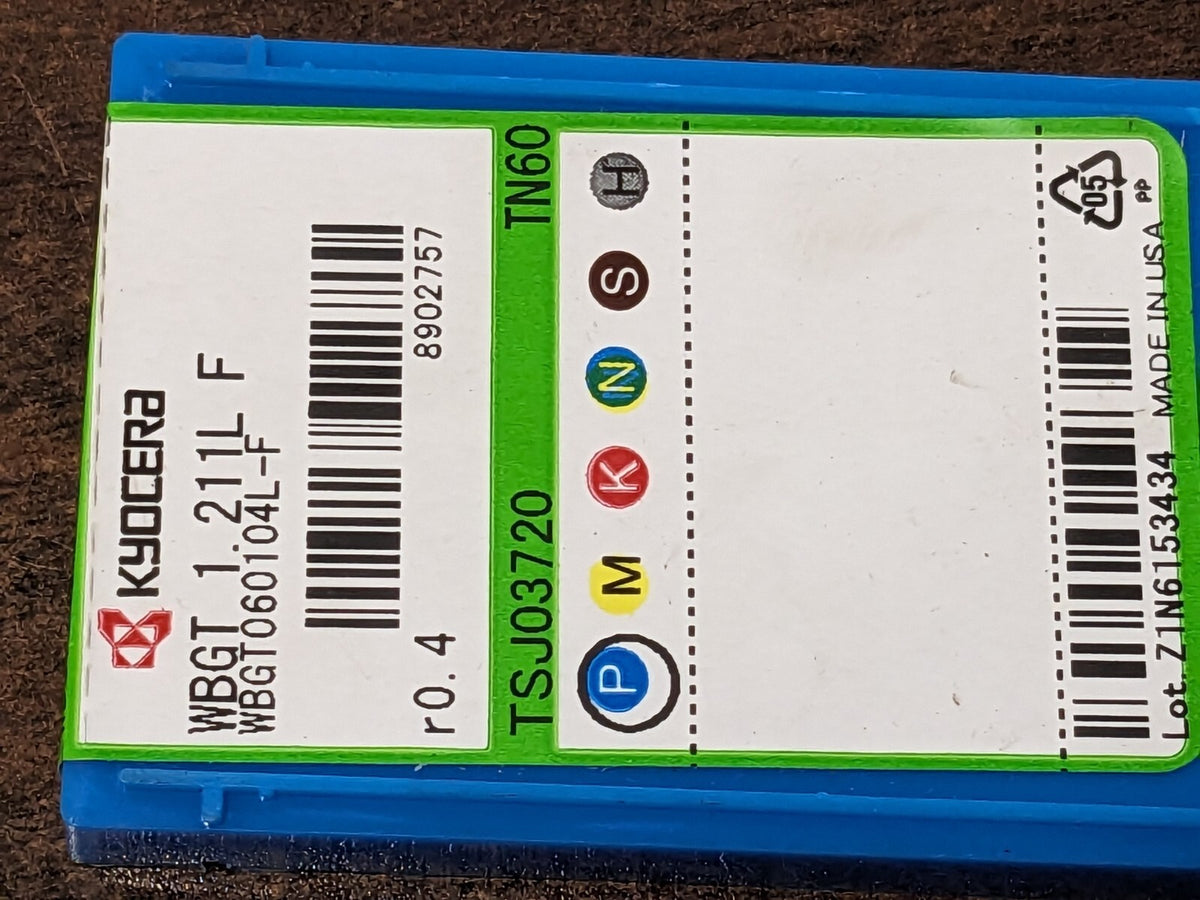 KYOCERA Turning Inserts 10ct WBGT1211LF TN60 Cermet 80 ° Trigon TSJ03720