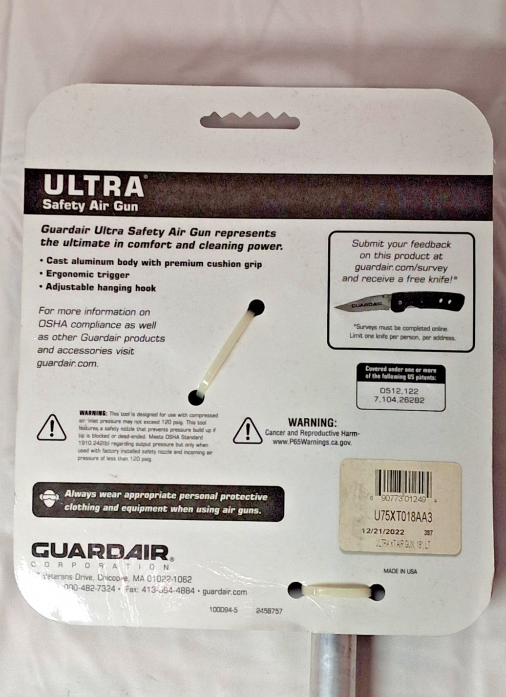 Guardair Air Blow Gun Pistol Grip Maximum Power Venturi Nozzle U75XT018AA3