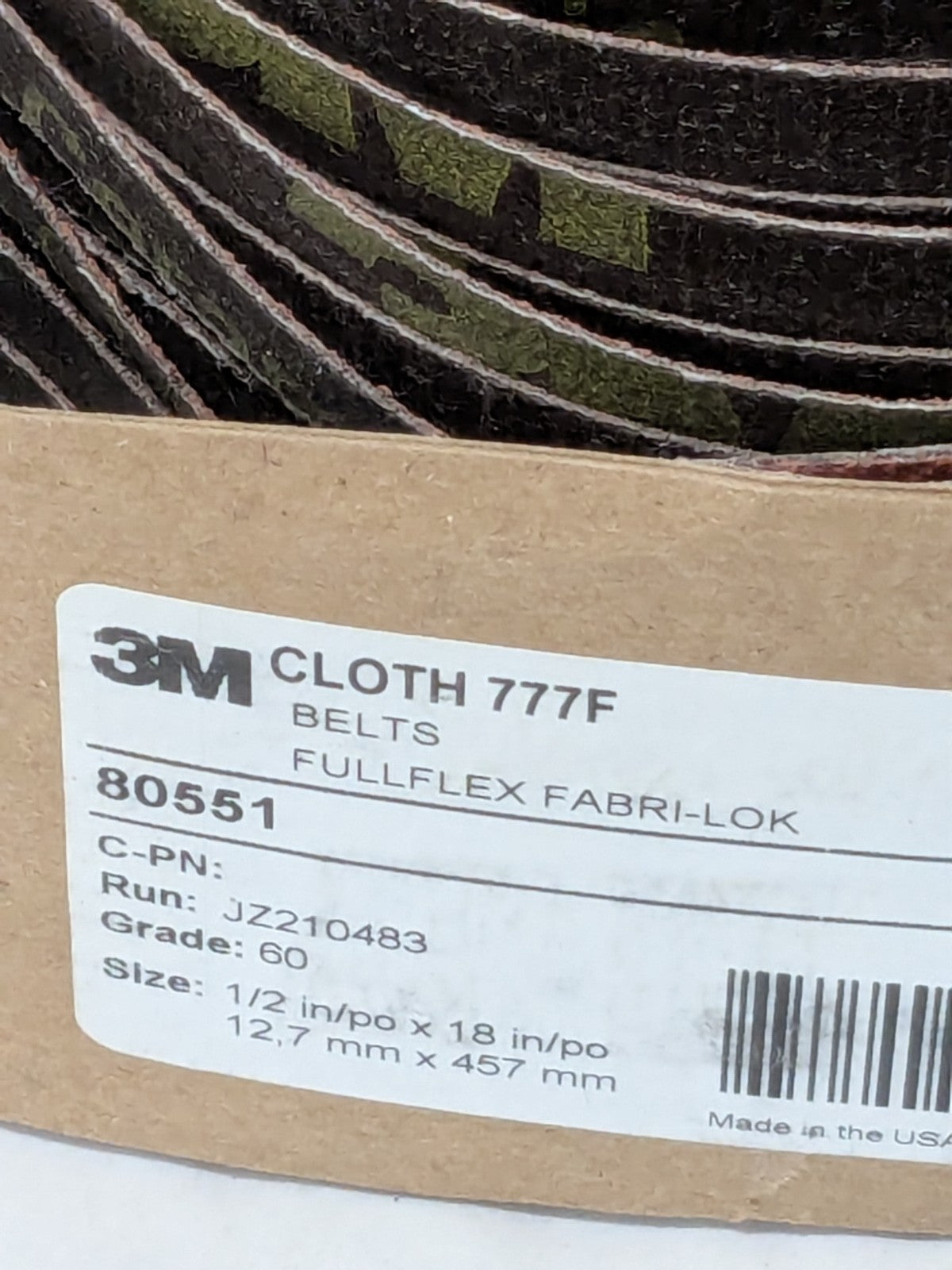 3M Abrasive Belt 1/2" W, 18" OAL, 60G, Ceramic Aluminum Oxide Qty 50 7