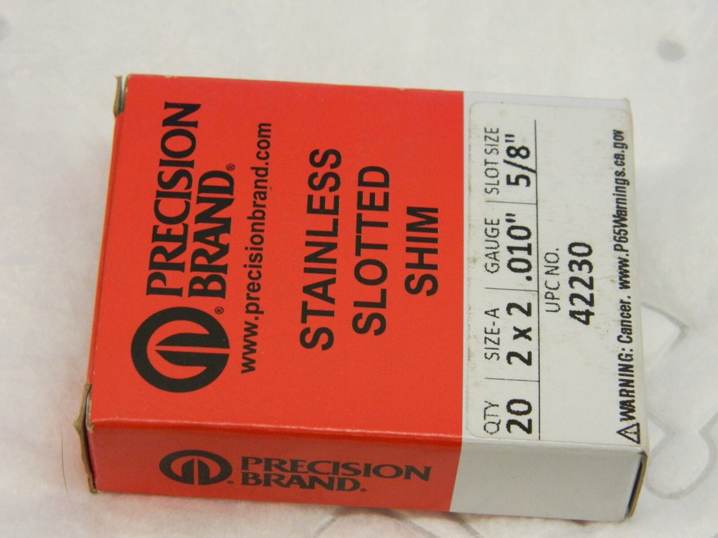 Shim Stock: qty 20 0.01'' Thick, 2'' Long, 2" Wide, Stainless Steel 42230
