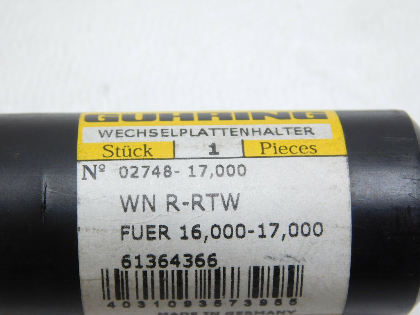 Guhring Replaceable-Tip Drill 16 to 17mm Range Dia WN R-RTW 2748 4031093573955