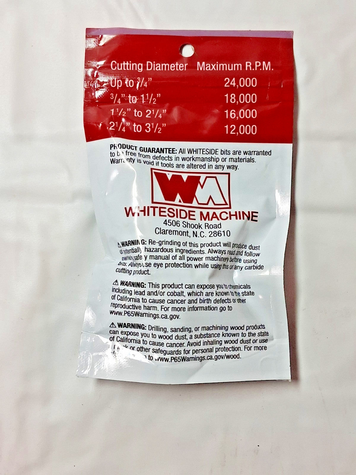 Whiteside 1/4 R 1/2 SH 1-1/8 DIA Roundover Edge Trim Router Bit 1 PC 2072