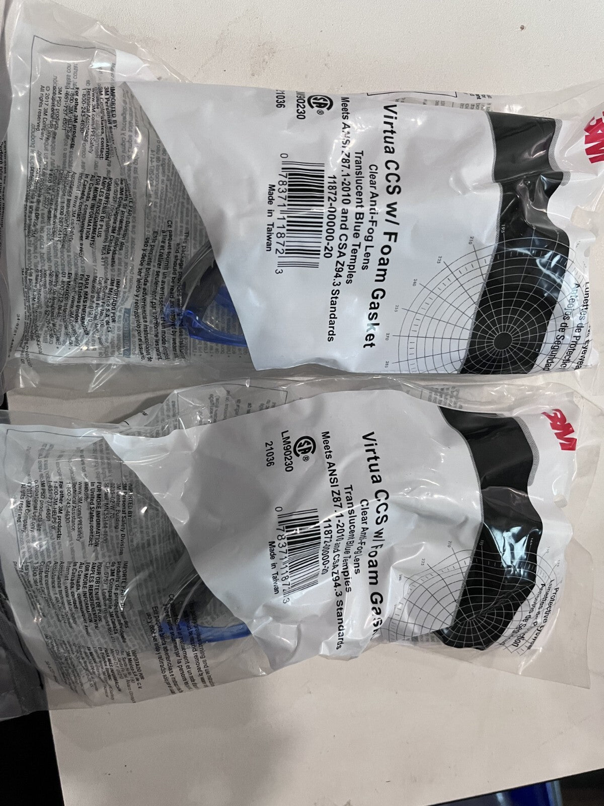 3M 118720000020 Virtua CCS Protective Eyewear Anti-Fog Lens Safety Glasses QTY 2