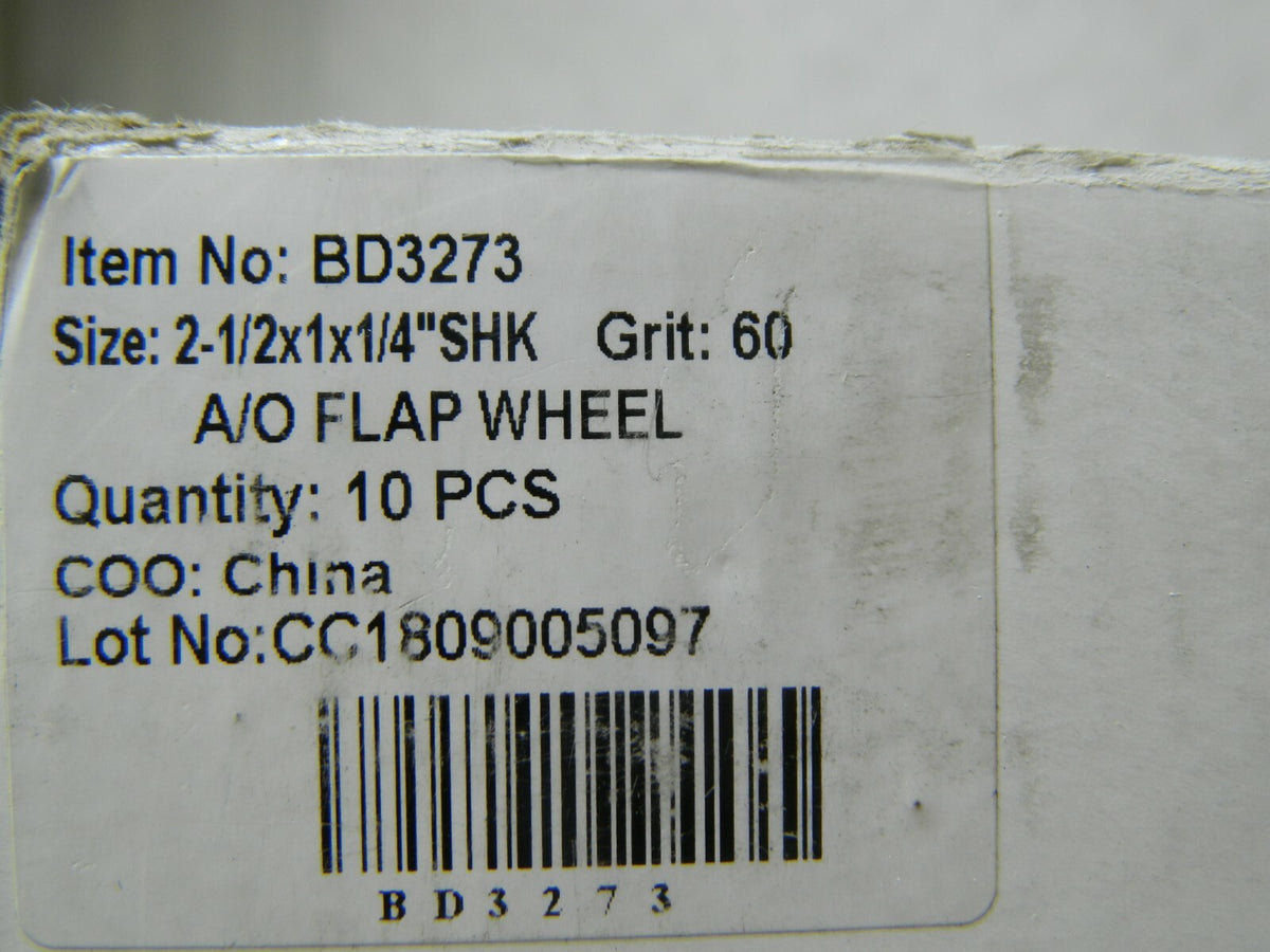 Alum Oxide Coated Mounted Flap Wheel 2-1/2" Diam x 1" FW Medium Qty 10 BD3273