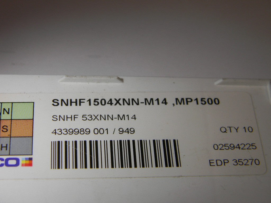 Seco Carbide Milling Inserts SNHF1504M14 Grade-MP1500 TiCN/AI203 Box of 10 35270