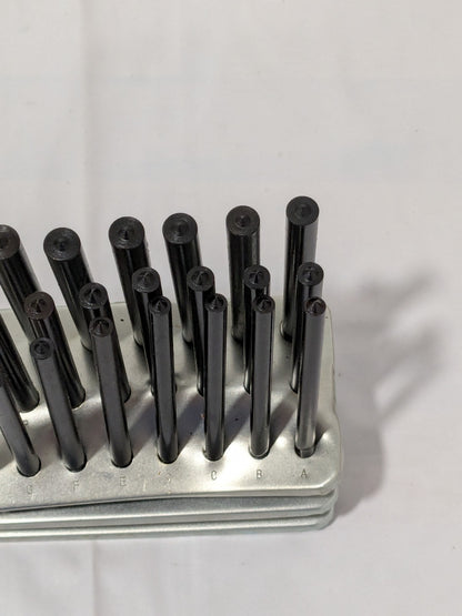 Transfer Punch Set: 26 Pc Round Shank, A-Z 830-4026