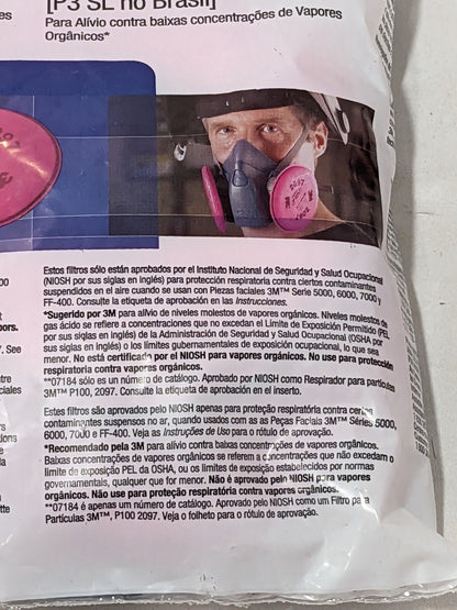 3M Facepiece Filter: Organic Vapor Magenta Qty 2 Pack 7000029657
