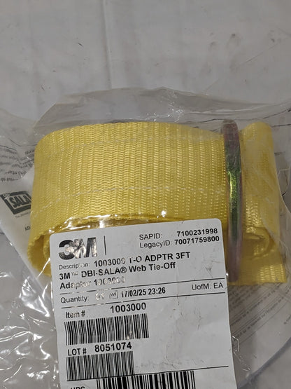 3M DBI-SALA Web Tie-Off Adaptor, Yellow, 3 ft. (0.9m) 7100231998