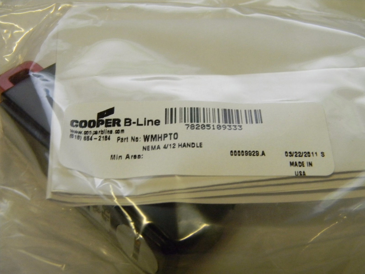 Cooper B-Line 4-12 Nema Rated Wall-Mount Handle Padlock Model WMHPTO
