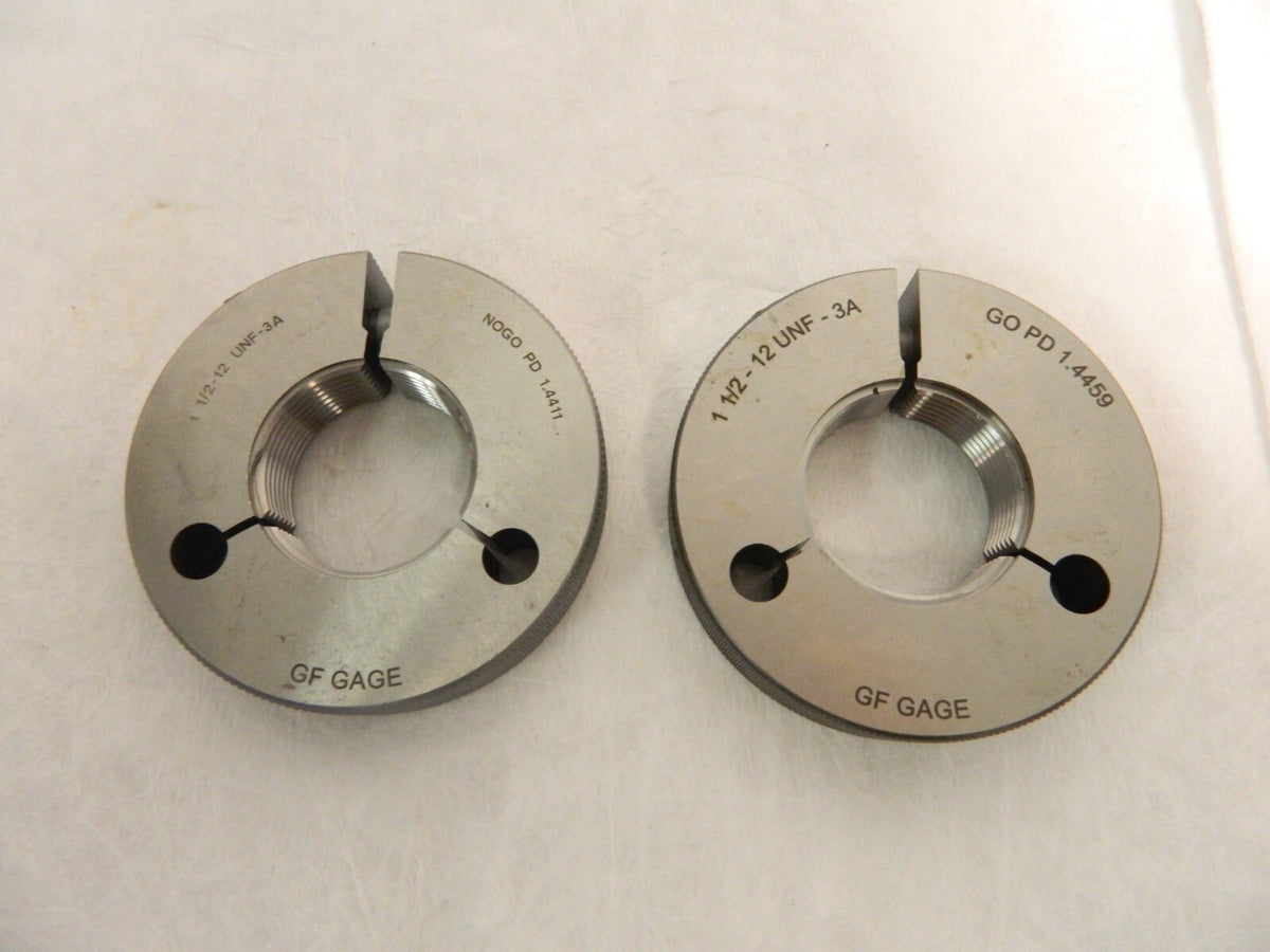 GF Gage 1-1/2 - 12 Go/No Go Double Ring Thread Gage Class 3A R1500123AS