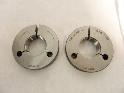 GF Gage 1-1/2 - 12 Go/No Go Double Ring Thread Gage Class 3A R1500123AS