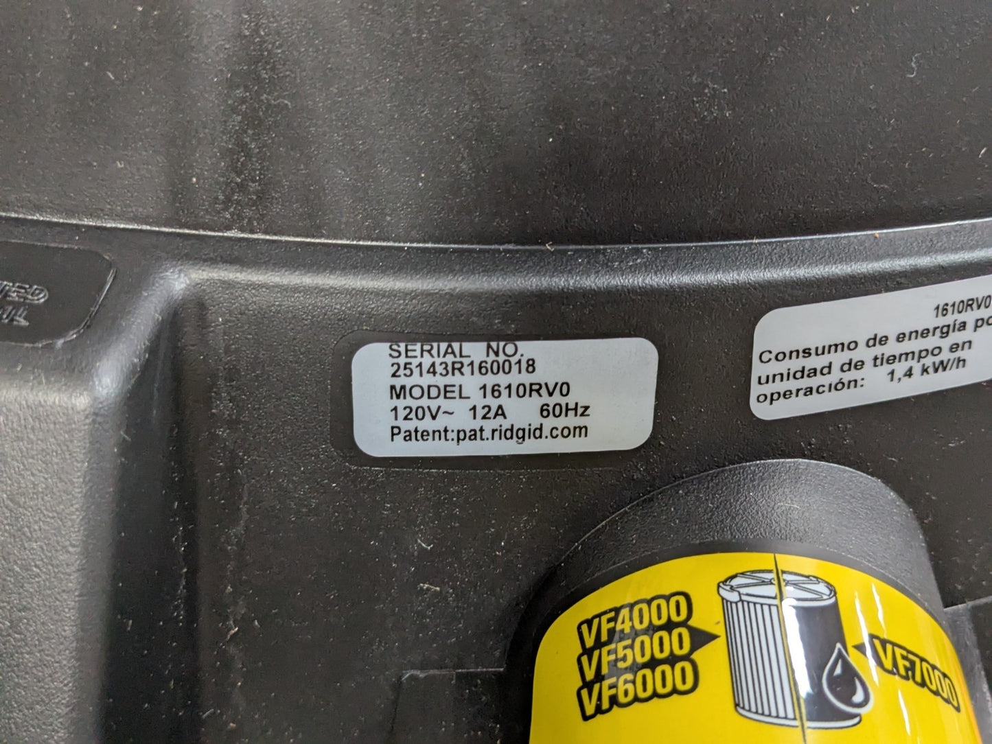 Ridgid Portable Electric Wet / Dry Vacuum 16 Gal Stainless Steel Tank 120v 50353