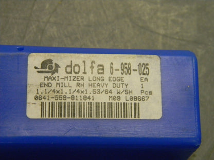 Dolfa Heavy Duty End Mill 1.1/4" X 1.1/4" X 1 .53/64"  W/SH RH 6-958-025