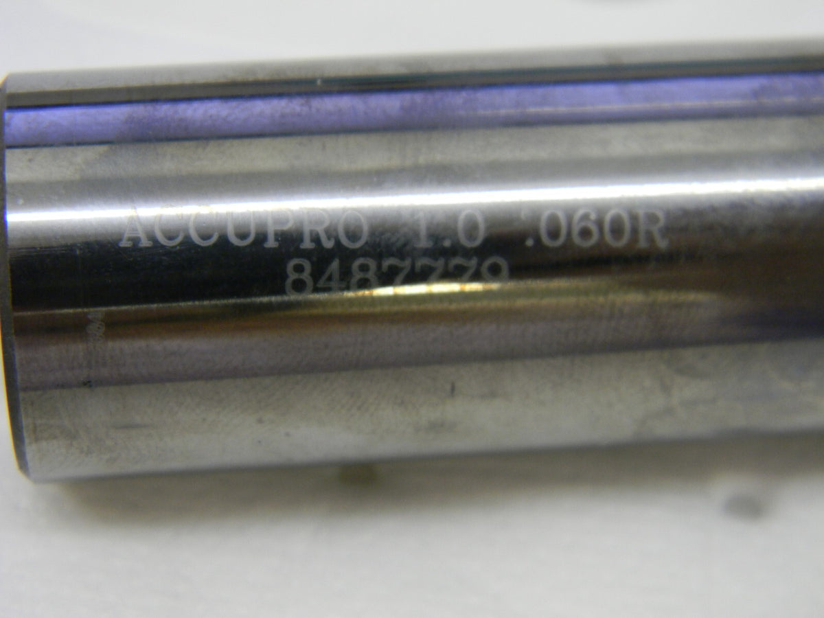ACCUPRO 1 Diam 4 Flute Solid Carbide 0.06 Corner Radius End Mill 12183445