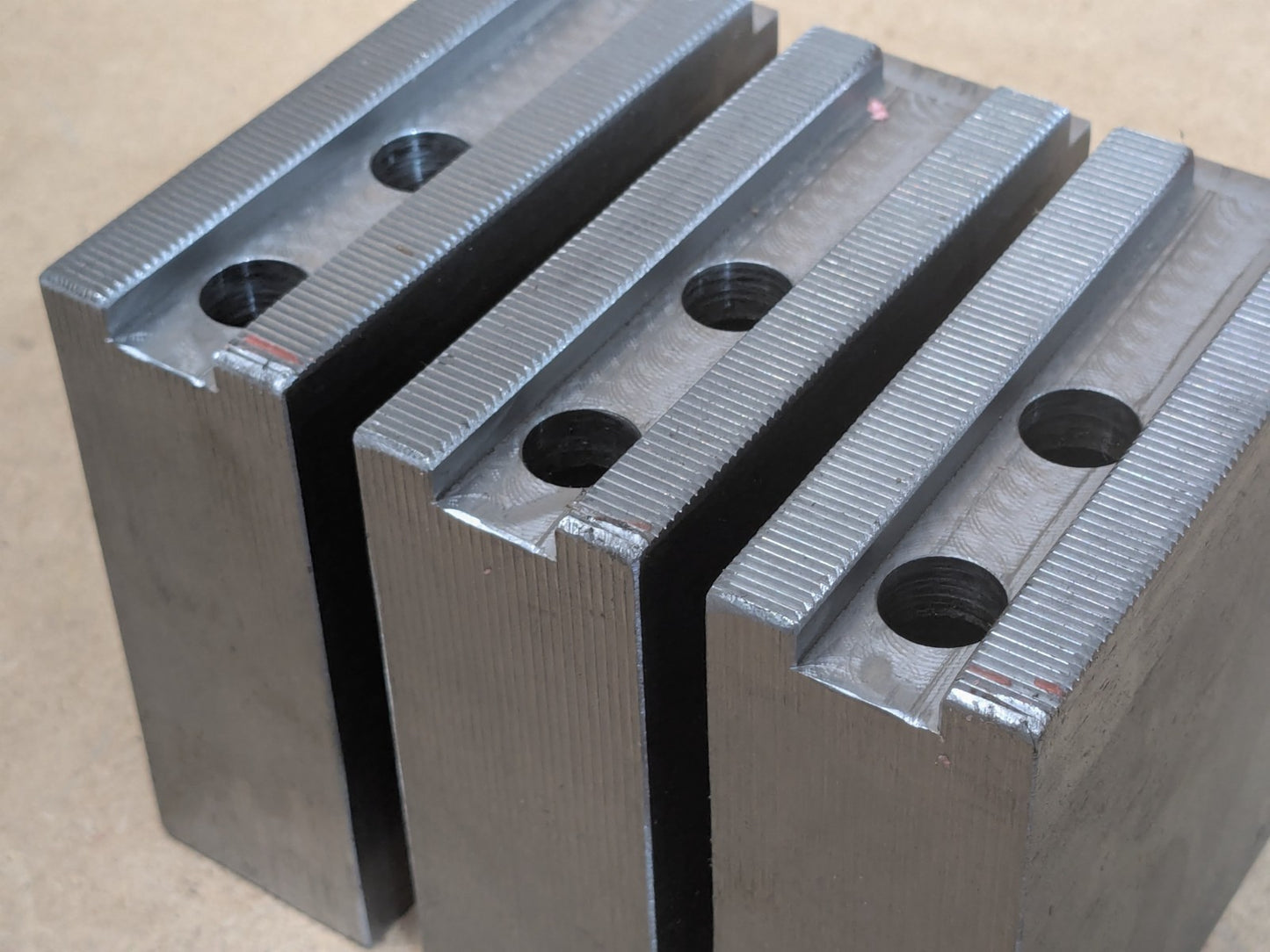 Set of 3 H&amp;R Mfg. Square Serrated Soft Jaws for 12" Lathe Chucks 112-3.