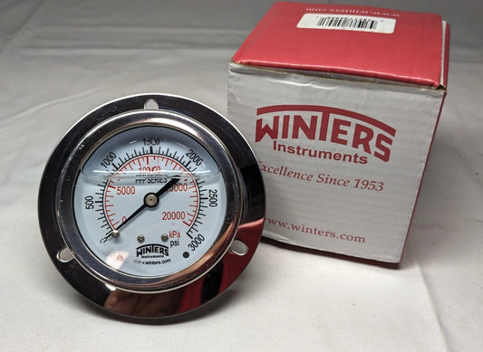 WINTERS Liquid Filled Pressure Gauge  0 to 3000 psi  1/4"NPT   PFP931-25FF-SG